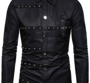 Ericdress Color Block European Lapel Single-Breasted Men’s Shirt