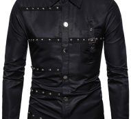 Ericdress Color Block European Lapel Single-Breasted Men’s Shirt