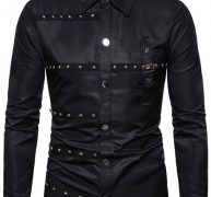 Ericdress Color Block European Lapel Single-Breasted Men’s Shirt