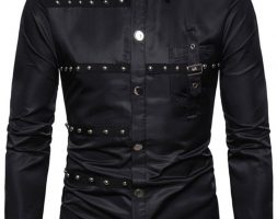 Ericdress Color Block European Lapel Single-Breasted Men’s Shirt