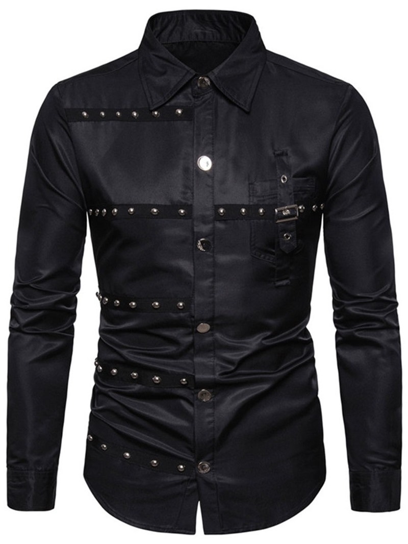 Ericdress Color Block European Lapel Single-Breasted Men's Shirt