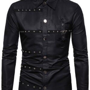 Ericdress Color Block European Lapel Single-Breasted Men's Shirt