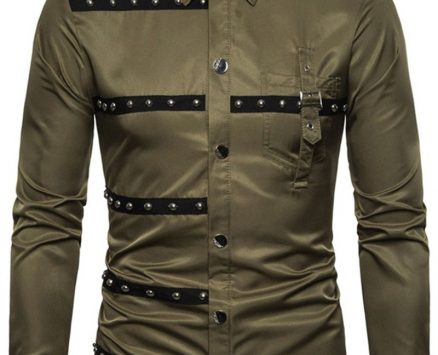 Ericdress Color Block European Lapel Single-Breasted Men’s Shirt