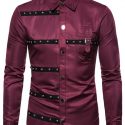 Ericdress Color Block European Lapel Single-Breasted Men’s Shirt