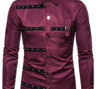 Ericdress Color Block European Lapel Single-Breasted Men’s Shirt
