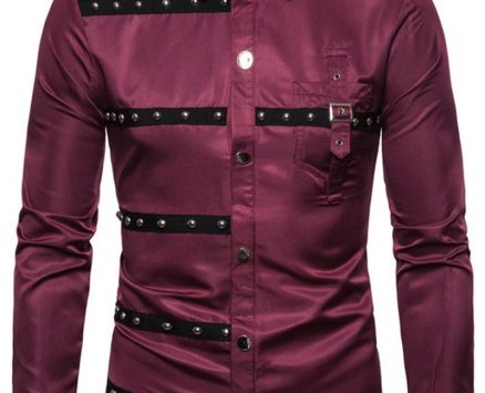 Ericdress Color Block European Lapel Single-Breasted Men’s Shirt