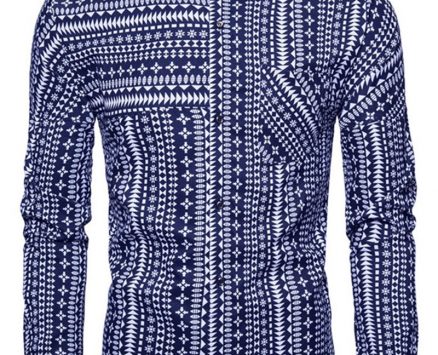 Ericdress Color Block Lapel Button Single-Breasted Slim Men’s Shirt