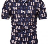 Ericdress Color Block Lapel Patchwork Fall Single-Breasted Men’s Shirt