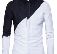 Ericdress Color Block Lapel Patchwork Slim Single-Breasted Men’s Shirt