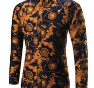 Ericdress Color Block Lapel Slim Fit Men’s Shirt