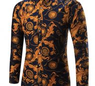 Ericdress Color Block Lapel Slim Fit Men’s Shirt