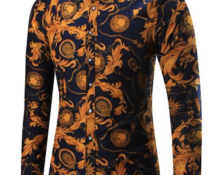 Ericdress Color Block Lapel Slim Fit Men’s Shirt