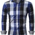 Ericdress Color Block Plaid Men’s Shirt