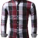 Ericdress Color Block Plaid Men’s Shirt