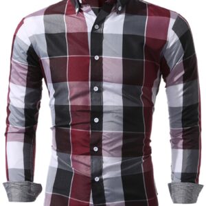 Ericdress Color Block Plaid Men's Shirt