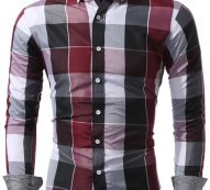 Ericdress Color Block Plaid Men’s Shirt
