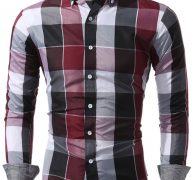 Ericdress Color Block Plaid Men’s Shirt
