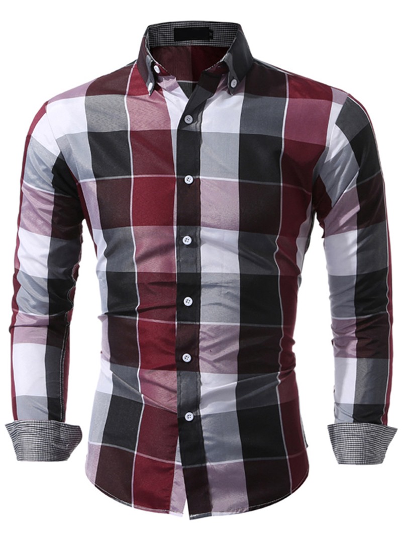 Ericdress Color Block Plaid Men's Shirt