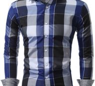Ericdress Color Block Plaid Men’s Shirt