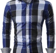 Ericdress Color Block Plaid Men’s Shirt