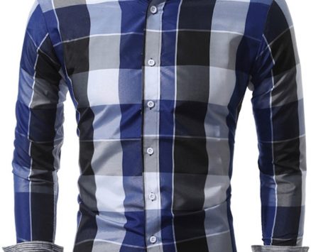 Ericdress Color Block Plaid Men’s Shirt