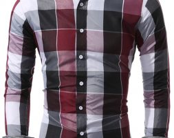 Ericdress Color Block Plaid Men’s Shirt