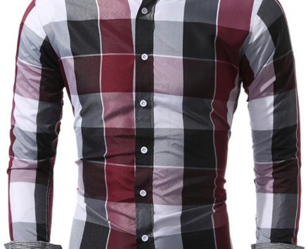 Ericdress Color Block Plaid Men’s Shirt