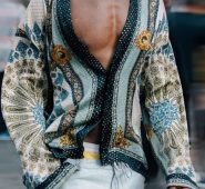 Ericdress Color Block Print Lapel Loose Summer Men’s Shirt