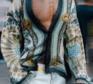 Ericdress Color Block Print Lapel Loose Summer Men’s Shirt