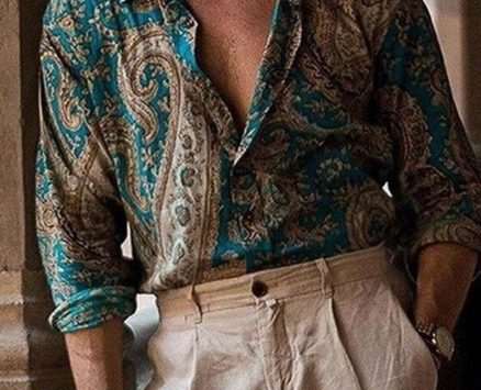 Ericdress Color Block Print Single-Breasted Men’s Shirt