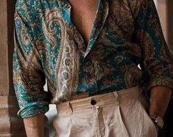 Ericdress Color Block Print Single-Breasted Men’s Shirt