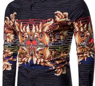 Ericdress Color Block Print Spring Single-Breasted Men’s Shirt