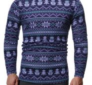 Ericdress Color Block Turtleneck Long Sleeve Slim Men’s Shirt