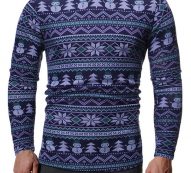 Ericdress Color Block Turtleneck Long Sleeve Slim Men’s Shirt