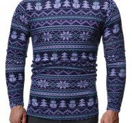 Ericdress Color Block Turtleneck Long Sleeve Slim Men’s Shirt