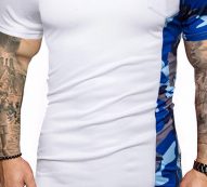 Ericdress Color Block V-Neck Casual Slim Mens T-shirt