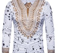 Ericdress Dashiki African Print Single-Breasted Lapel Unique Slim Men’s Shirt