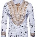 Ericdress Dashiki African Print Single-Breasted Lapel Unique Slim Men’s Shirt