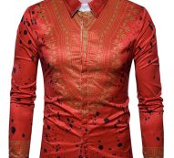 Ericdress Dashiki African Print Single-Breasted Lapel Unique Slim Men’s Shirt