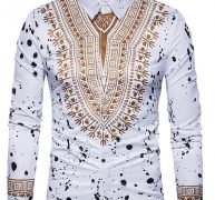 Ericdress Dashiki African Print Single-Breasted Lapel Unique Slim Men’s Shirt