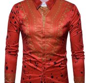 Ericdress Dashiki African Print Single-Breasted Lapel Unique Slim Men’s Shirt