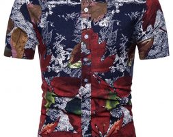 Ericdress Ethnic Color Block Lapel Slim Single-Breasted Men’s Shirt