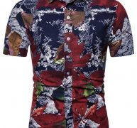 Ericdress Ethnic Color Block Lapel Slim Single-Breasted Men’s Shirt