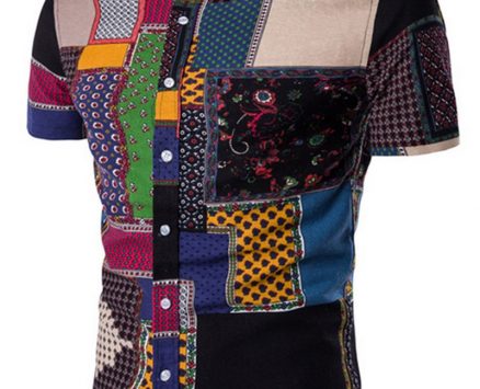 Ericdress Ethnic Style Color Block Casual Men’s Shirt
