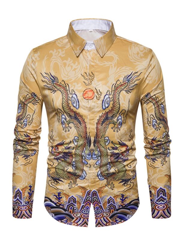 Ericdress Ethnic Style Cotton Print Single-Breasted Unique Men's Shirt