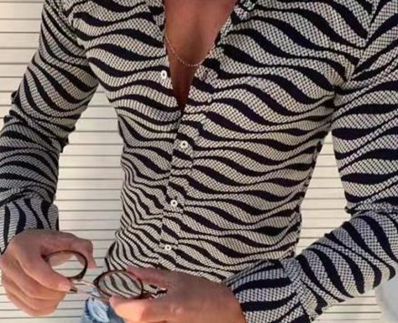 Ericdress European Color Block Button Loose Style Men’s Shirt