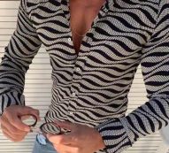 Ericdress European Color Block Button Loose Style Men’s Shirt