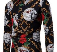 Ericdress European Print Floral Slim Single-Breasted Men’s Shirt