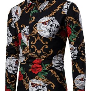 Ericdress European Print Floral Slim Single-Breasted Men's Shirt