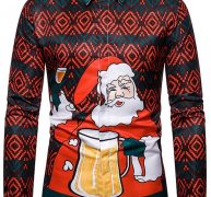 Ericdress European Print Lapel Slim Single-Breasted Christmas Men’s Shirt